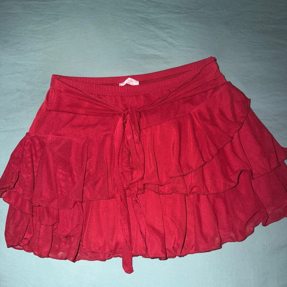 Red Ruffle Skirt - Picture 3 of 5